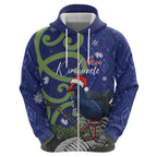 Personalized New Zealand Pukeko Christmas Hoodie Meri Kirihimete Taniko Ponga Koru Blue - Aussie Hoodie