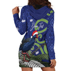 Personalized New Zealand Pukeko Christmas Hoodie Dress Meri Kirihimete Taniko Ponga Koru Blue - Aussie Hoodie