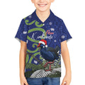 Personalized New Zealand Pukeko Christmas Kid Hawaiian Shirt Meri Kirihimete Taniko Ponga Koru Blue - Aussie Hoodie