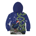 Personalized New Zealand Pukeko Christmas Kid Hoodie Meri Kirihimete Taniko Ponga Koru Blue - Aussie Hoodie
