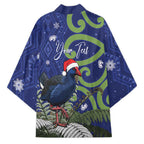 Personalized New Zealand Pukeko Christmas Kimono Meri Kirihimete Taniko Ponga Koru Blue - Aussie Hoodie