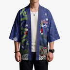 Personalized New Zealand Pukeko Christmas Kimono Meri Kirihimete Taniko Ponga Koru Blue - Aussie Hoodie