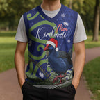 Personalized New Zealand Pukeko Christmas Knitted V-Neck Vest Meri Kirihimete Taniko Ponga Koru Blue - Aussie Hoodie