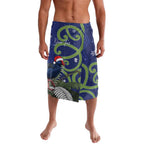 Personalized New Zealand Pukeko Christmas Lavalava Meri Kirihimete Taniko Ponga Koru Blue - Aussie Hoodie