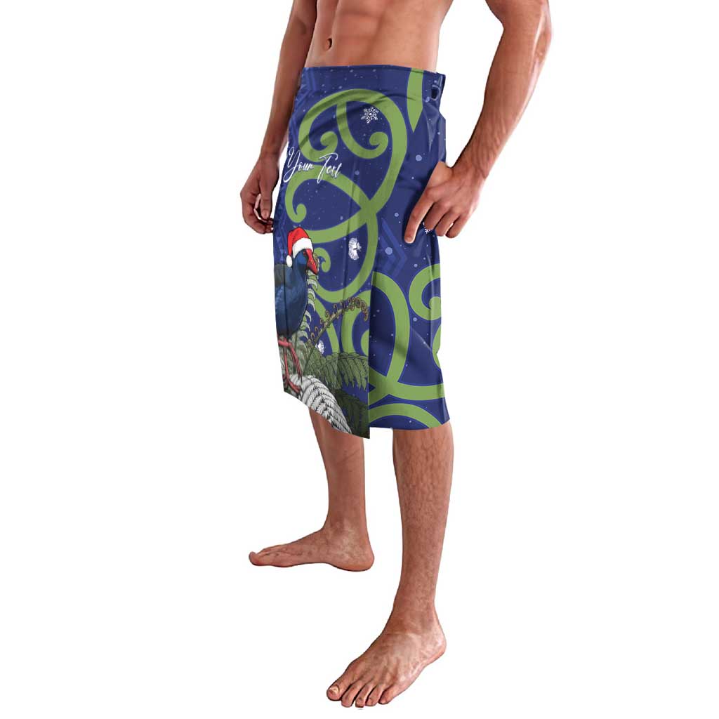 Personalized New Zealand Pukeko Christmas Lavalava Meri Kirihimete Taniko Ponga Koru Blue - Aussie Hoodie
