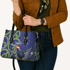 Personalized New Zealand Pukeko Christmas Leather Bag Meri Kirihimete Taniko Ponga Koru Blue - Aussie Hoodie