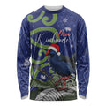 Personalized New Zealand Pukeko Christmas Long Sleeve Shirt Meri Kirihimete Taniko Ponga Koru Blue - Aussie Hoodie