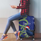 Personalized New Zealand Pukeko Christmas Luggage Cover Meri Kirihimete Taniko Ponga Koru Blue - Aussie Hoodie