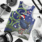 Personalized New Zealand Pukeko Christmas Men Tank Top Meri Kirihimete Taniko Ponga Koru Blue - Aussie Hoodie