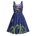Personalized New Zealand Pukeko Christmas Midi Dress Meri Kirihimete Taniko Ponga Koru Blue - Aussie Hoodie