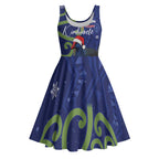 Personalized New Zealand Pukeko Christmas Midi Dress Meri Kirihimete Taniko Ponga Koru Blue - Aussie Hoodie