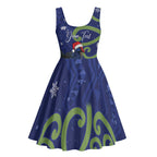 Personalized New Zealand Pukeko Christmas Midi Dress Meri Kirihimete Taniko Ponga Koru Blue - Aussie Hoodie