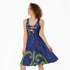 Personalized New Zealand Pukeko Christmas Midi Dress Meri Kirihimete Taniko Ponga Koru Blue - Aussie Hoodie