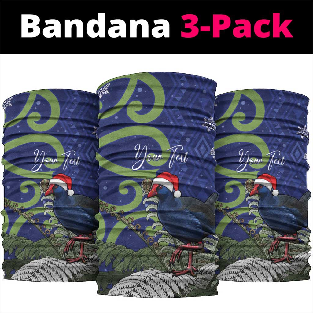 Personalized New Zealand Pukeko Christmas Neck Gaiter Meri Kirihimete Taniko Ponga Koru Blue - Aussie Hoodie