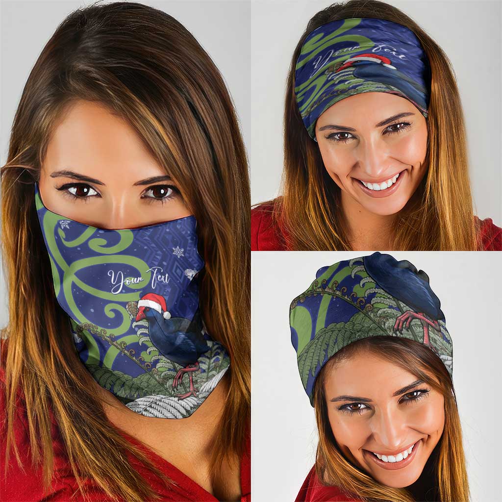 Personalized New Zealand Pukeko Christmas Neck Gaiter Meri Kirihimete Taniko Ponga Koru Blue - Aussie Hoodie
