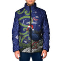 Personalized New Zealand Pukeko Christmas Padded Jacket Meri Kirihimete Taniko Ponga Koru Blue - Aussie Hoodie