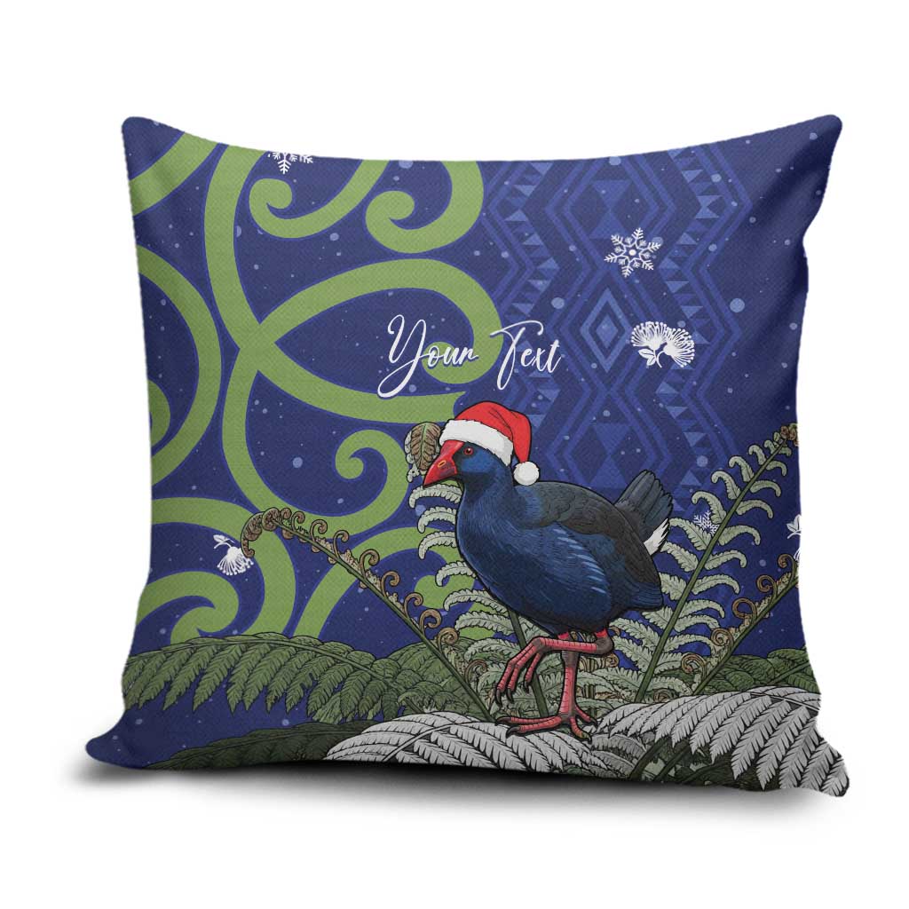 Personalized New Zealand Pukeko Christmas Pillow Cover Meri Kirihimete Taniko Ponga Koru Blue - Aussie Hoodie
