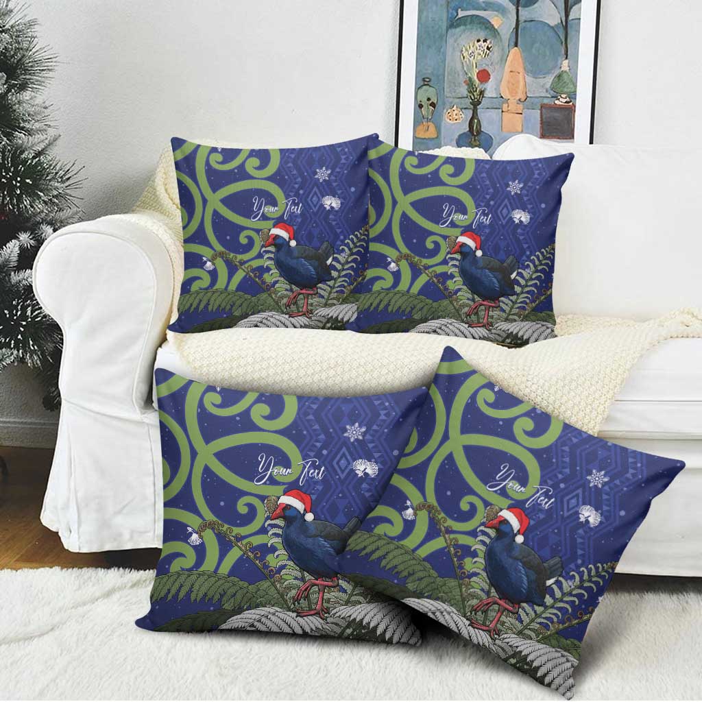 Personalized New Zealand Pukeko Christmas Pillow Cover Meri Kirihimete Taniko Ponga Koru Blue - Aussie Hoodie