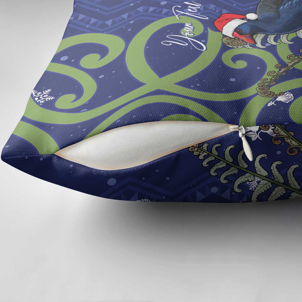 Personalized New Zealand Pukeko Christmas Pillow Cover Meri Kirihimete Taniko Ponga Koru Blue - Aussie Hoodie