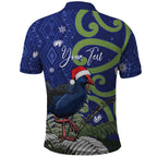 Personalized New Zealand Pukeko Christmas Polo Shirt Meri Kirihimete Taniko Ponga Koru Blue - Aussie Hoodie