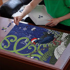 Personalized New Zealand Pukeko Christmas Puzzle Meri Kirihimete Taniko Ponga Koru Blue - Aussie Hoodie