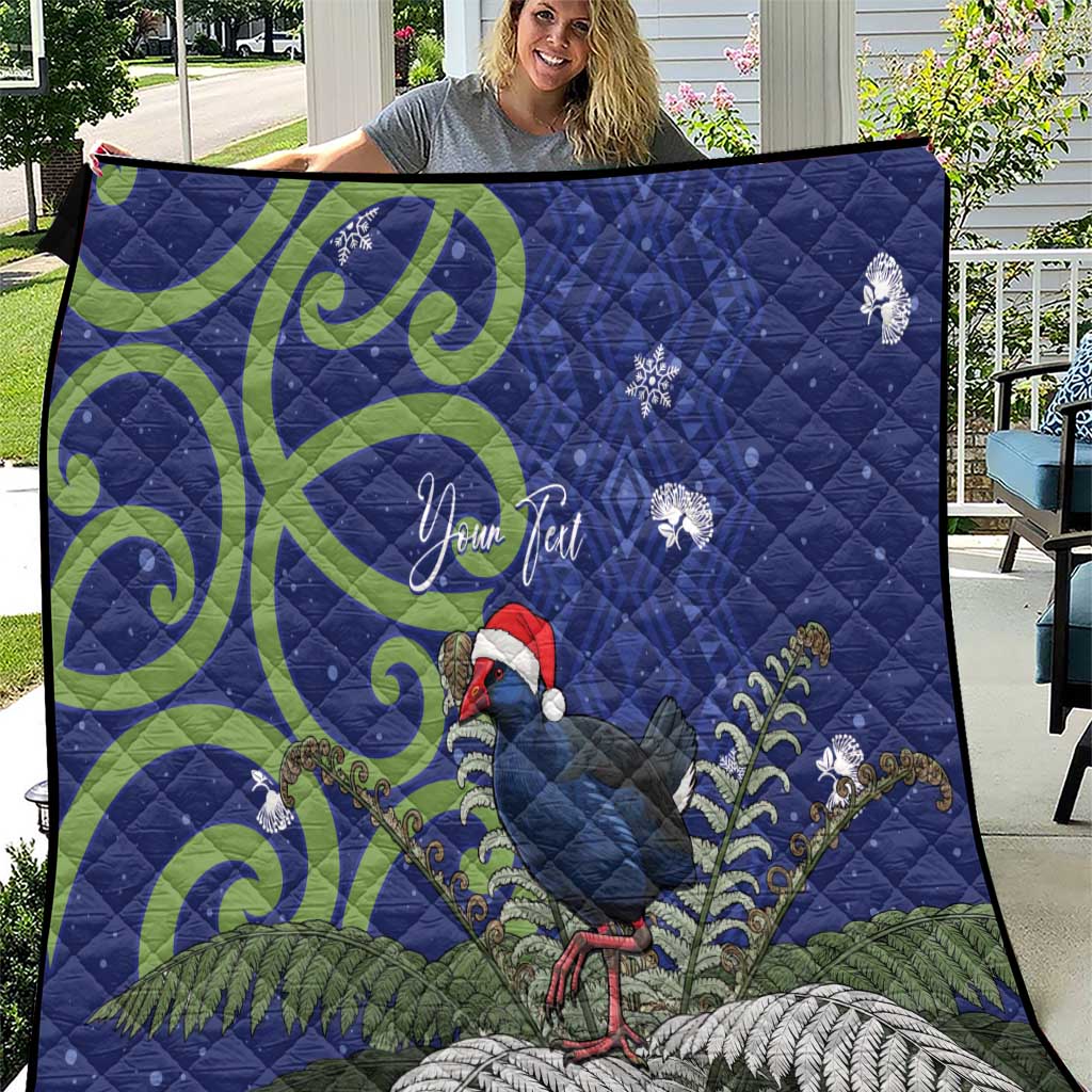 Personalized New Zealand Pukeko Christmas Quilt Meri Kirihimete Taniko Ponga Koru Blue - Aussie Hoodie