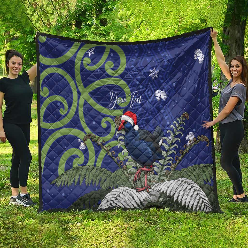 Personalized New Zealand Pukeko Christmas Quilt Meri Kirihimete Taniko Ponga Koru Blue - Aussie Hoodie