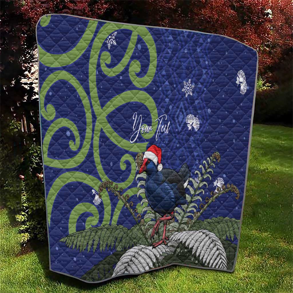 Personalized New Zealand Pukeko Christmas Quilt Meri Kirihimete Taniko Ponga Koru Blue - Aussie Hoodie