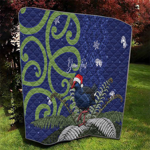 Personalized New Zealand Pukeko Christmas Quilt Meri Kirihimete Taniko Ponga Koru Blue - Aussie Hoodie