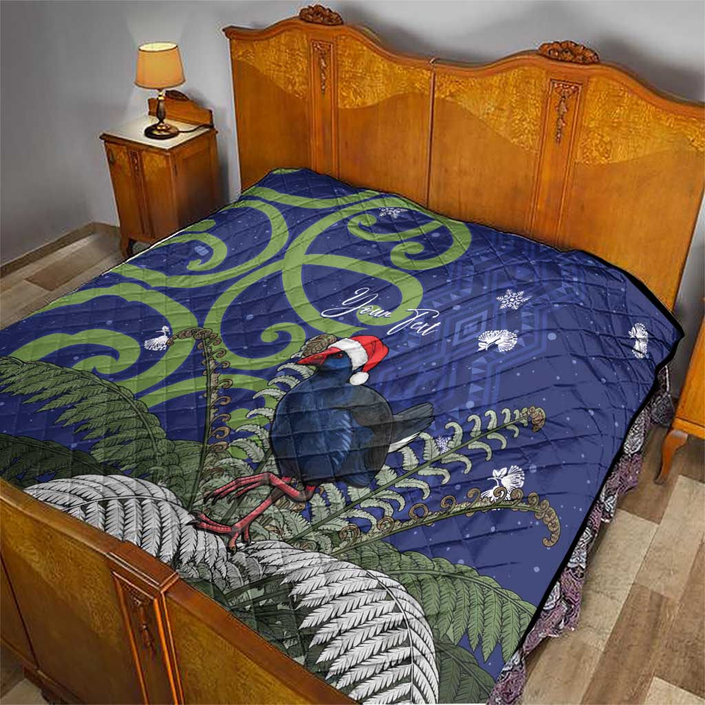 Personalized New Zealand Pukeko Christmas Quilt Meri Kirihimete Taniko Ponga Koru Blue - Aussie Hoodie