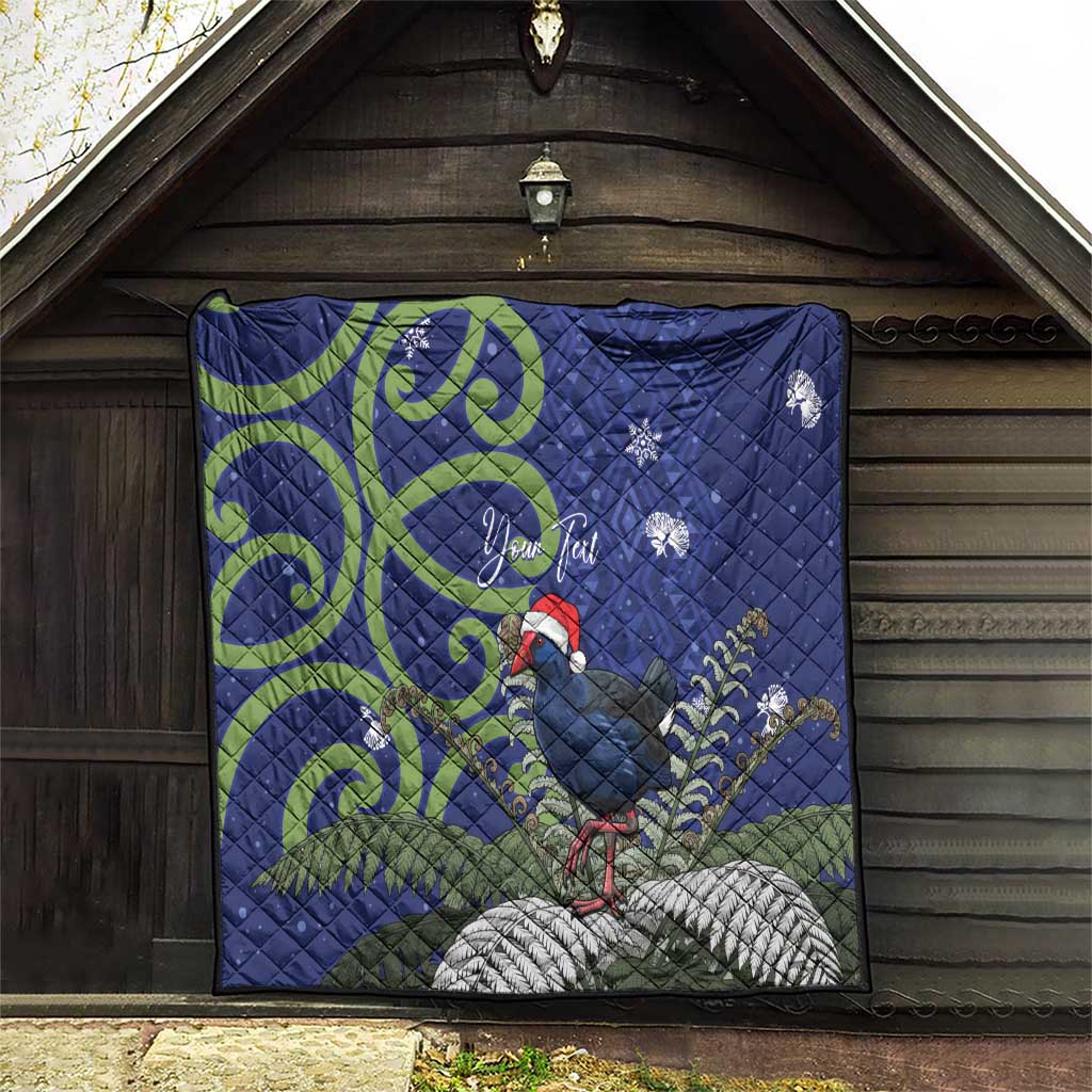 Personalized New Zealand Pukeko Christmas Quilt Meri Kirihimete Taniko Ponga Koru Blue - Aussie Hoodie