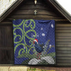 Personalized New Zealand Pukeko Christmas Quilt Meri Kirihimete Taniko Ponga Koru Blue - Aussie Hoodie