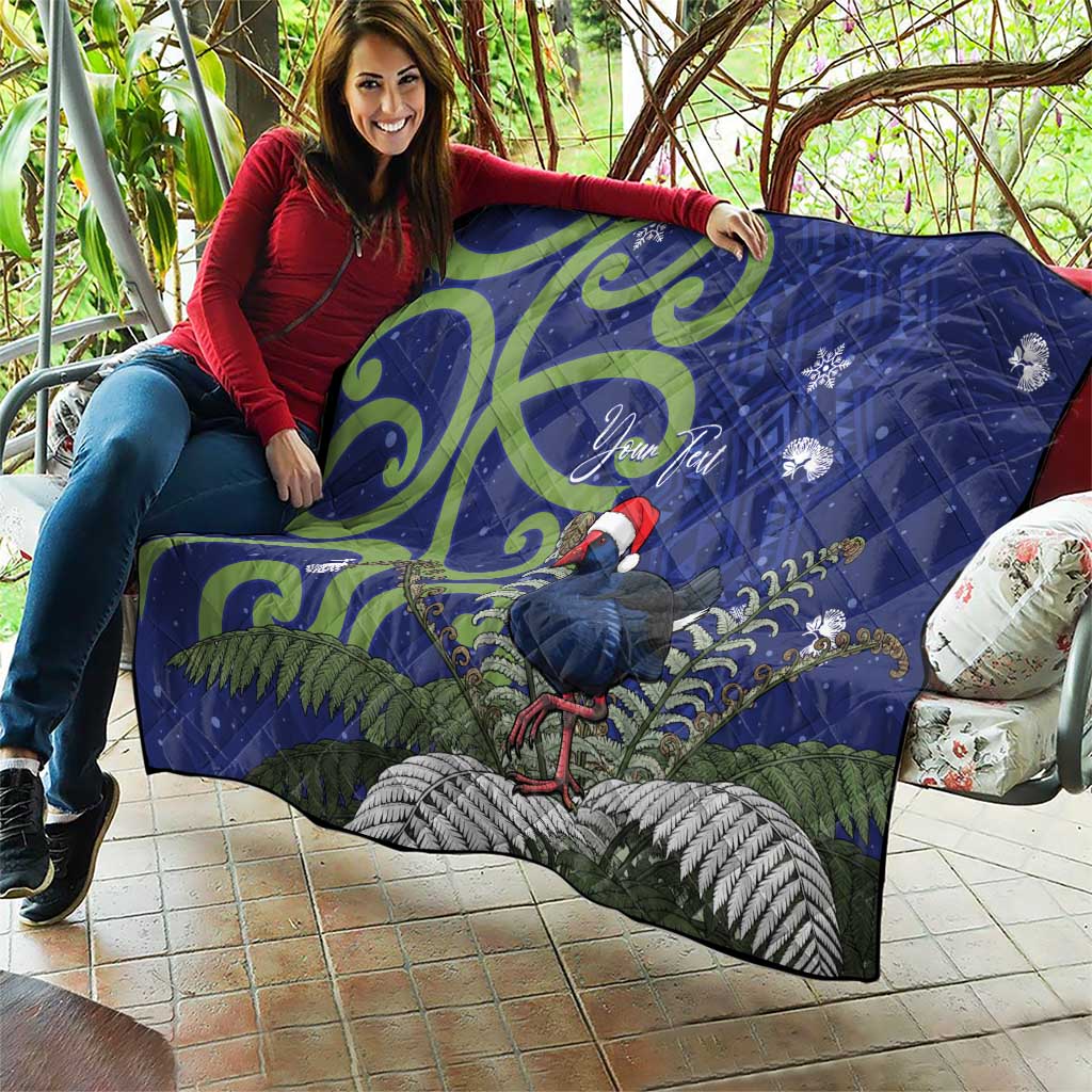 Personalized New Zealand Pukeko Christmas Quilt Meri Kirihimete Taniko Ponga Koru Blue - Aussie Hoodie