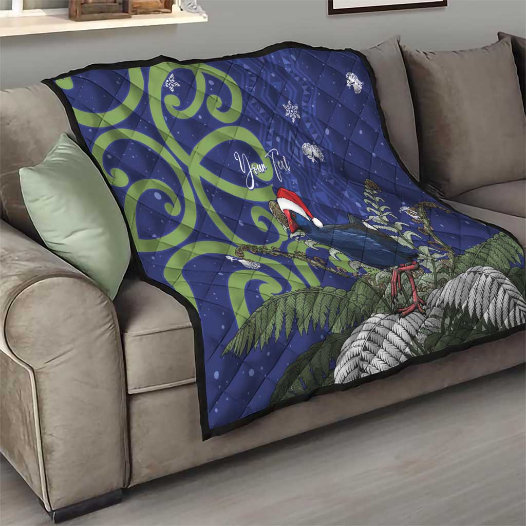 Personalized New Zealand Pukeko Christmas Quilt Meri Kirihimete Taniko Ponga Koru Blue - Aussie Hoodie