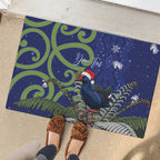 Personalized New Zealand Pukeko Christmas Rubber Doormat Meri Kirihimete Taniko Ponga Koru Blue - Aussie Hoodie