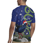 Personalized New Zealand Pukeko Christmas Rugby Jersey Meri Kirihimete Taniko Ponga Koru Blue - Aussie Hoodie