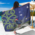 Personalized New Zealand Pukeko Christmas Sarong Meri Kirihimete Taniko Ponga Koru Blue - Aussie Hoodie