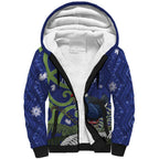 Personalized New Zealand Pukeko Christmas Sherpa Hoodie Meri Kirihimete Taniko Ponga Koru Blue - Aussie Hoodie
