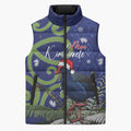 Personalized New Zealand Pukeko Christmas Sleeveless Puffer Jacket Meri Kirihimete Taniko Ponga Koru Blue - Aussie Hoodie