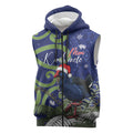 Personalized New Zealand Pukeko Christmas Sleeveless Zip Hoodie Meri Kirihimete Taniko Ponga Koru Blue LT14