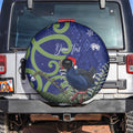 Personalized New Zealand Pukeko Christmas Spare Tire Cover Meri Kirihimete Taniko Ponga Koru Blue - Aussie Hoodie