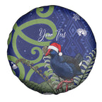 Personalized New Zealand Pukeko Christmas Spare Tire Cover Meri Kirihimete Taniko Ponga Koru Blue - Aussie Hoodie