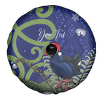 Personalized New Zealand Pukeko Christmas Spare Tire Cover Meri Kirihimete Taniko Ponga Koru Blue - Aussie Hoodie