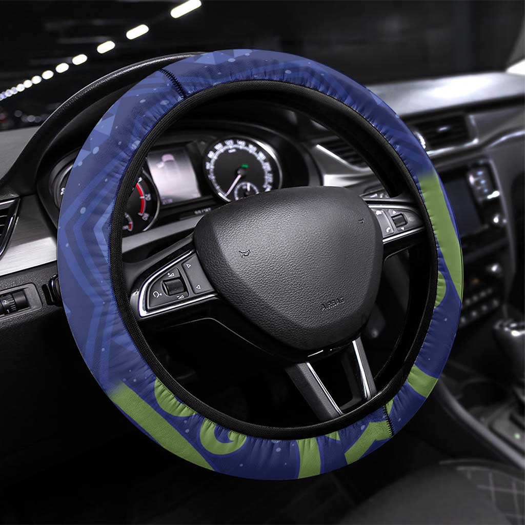 New Zealand Pukeko Christmas Steering Wheel Cover Meri Kirihimete Taniko Ponga Koru Blue - Aussie Hoodie