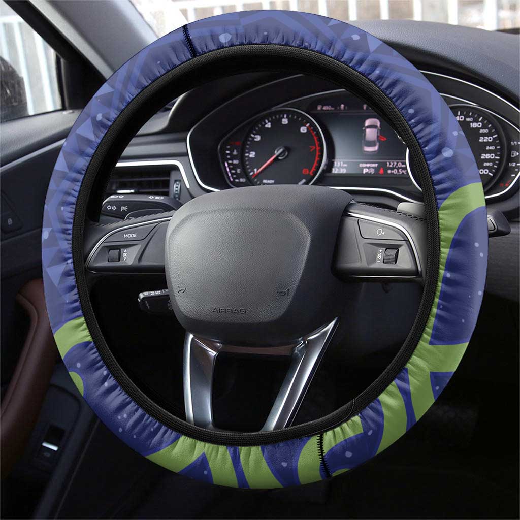 New Zealand Pukeko Christmas Steering Wheel Cover Meri Kirihimete Taniko Ponga Koru Blue - Aussie Hoodie