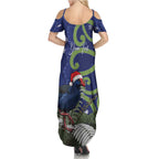 Personalized New Zealand Pukeko Christmas Summer Maxi Dress Meri Kirihimete Taniko Ponga Koru Blue - Aussie Hoodie