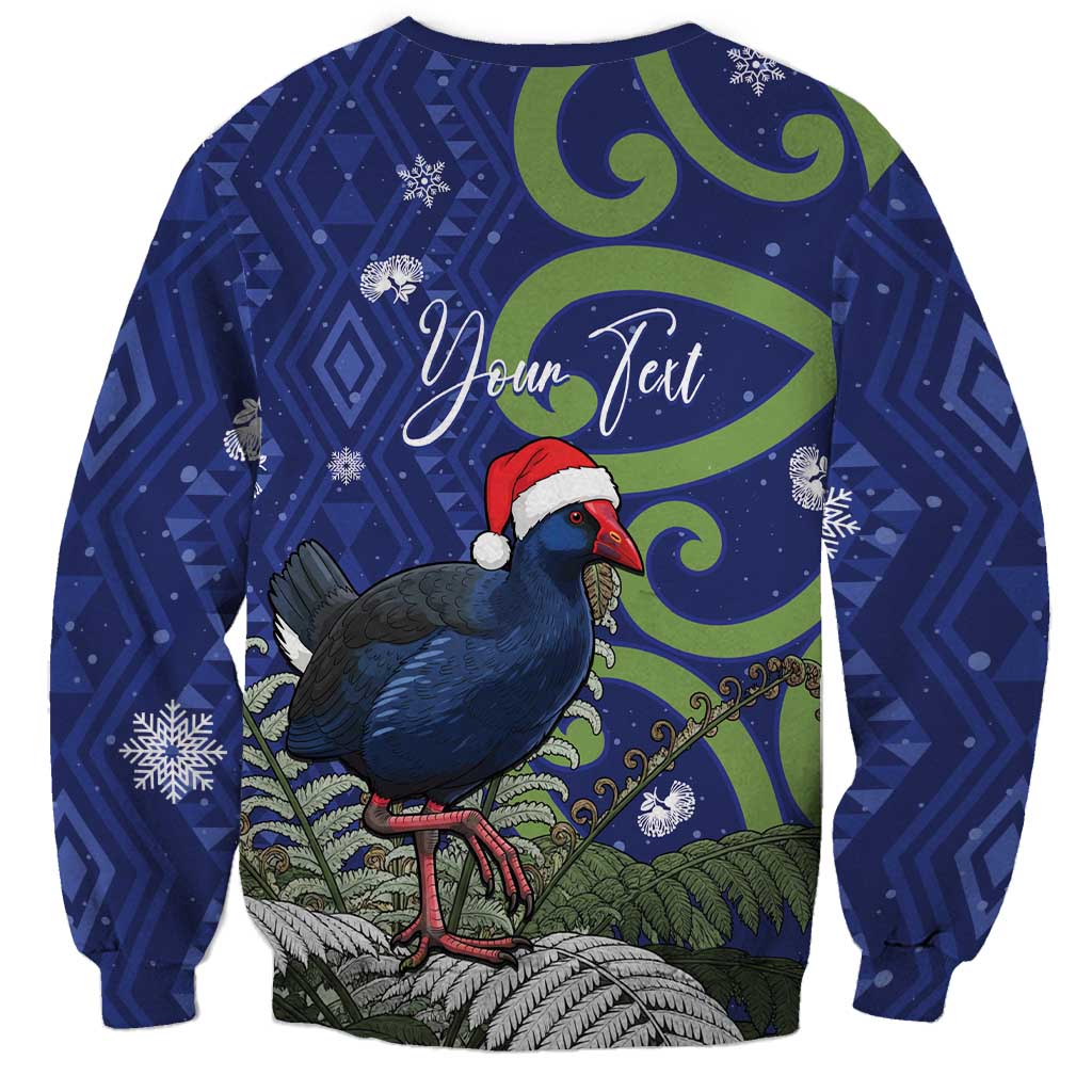 Personalized New Zealand Pukeko Christmas Sweatshirt Meri Kirihimete Taniko Ponga Koru Blue - Aussie Hoodie