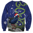 Personalized New Zealand Pukeko Christmas Sweatshirt Meri Kirihimete Taniko Ponga Koru Blue - Aussie Hoodie