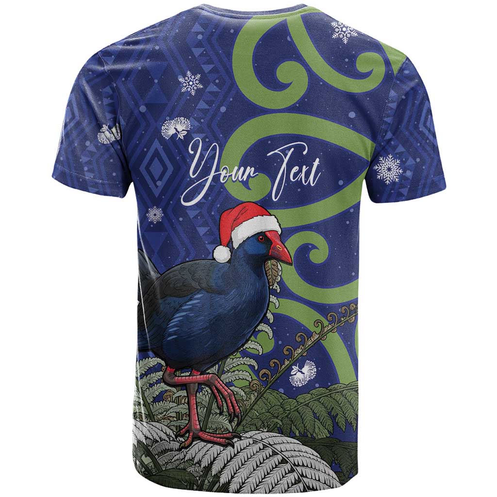 Personalized New Zealand Pukeko Christmas T Shirt Meri Kirihimete Taniko Ponga Koru Blue - Aussie Hoodie