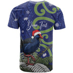 Personalized New Zealand Pukeko Christmas T Shirt Meri Kirihimete Taniko Ponga Koru Blue - Aussie Hoodie